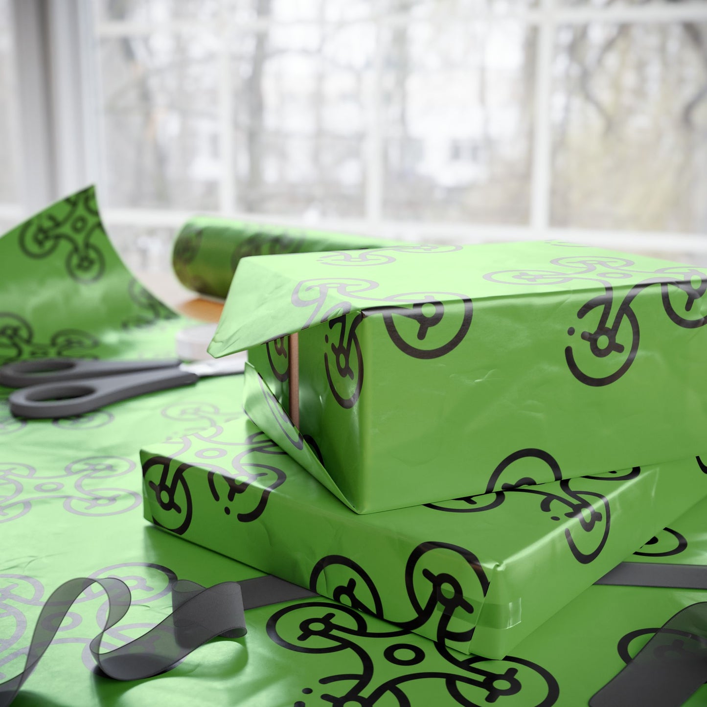 Green Drone Wrapping Paper, Unique Gift Wrap for Tech Lovers, Birthday, Christmas, Eco-Friendly, Creative Present Ideas